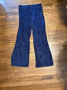 SHEIN Navy Blue Pleated Wide Leg Pull-On Pants